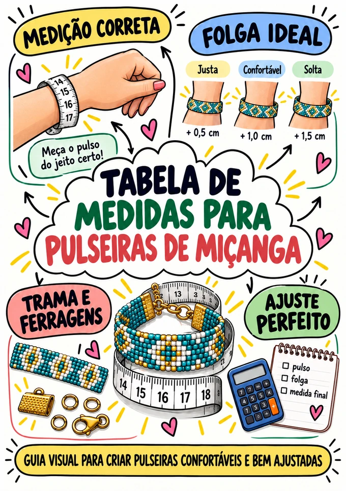 Capa do bônus Tabela de Medidas para Pulseiras de Miçanga