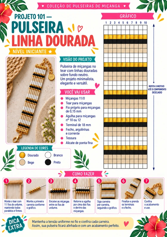 Página técnica do Projeto 101 — Pulseira Linha Dourada